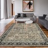 Acekool 5x7 Washable Area Rug, Non-Slip, Ultra Thin Vintage Floral Farmhouse Carpet, Soft Stain Resistant Accent Rug for Living Room, Taupe - 3 of 4