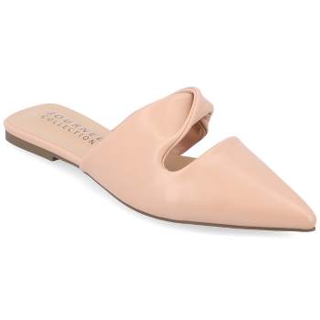 Journee Collection Womens Enniss Open Side Pointed Toe Mule Flats Blush 12