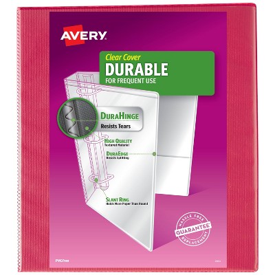 Avery 1" Slant Rings 220 Sheet Capacity Durable View Binder - Coral