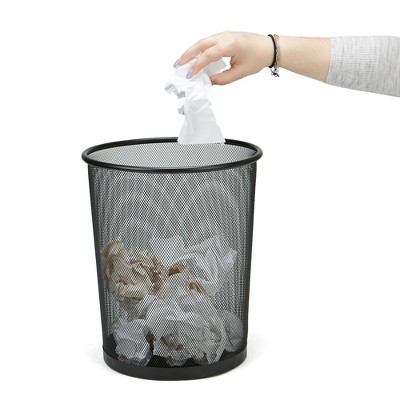 Black Mesh Round Office Waste Basket