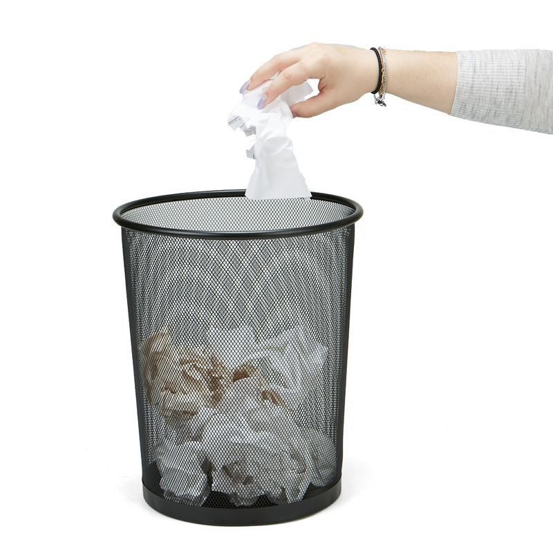 Mind Reader Mesh Garbage Waste Basket Recycling Bin Set, Round, 3 of 8