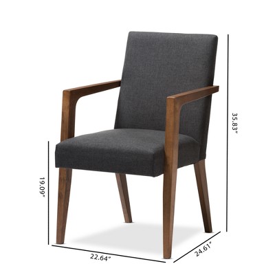 Andrea Dark Grey Upholstered Walnut Wood Accent Chair
