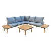 Stellar 4pc Outdoor Aluminum Sectional Set with Tables & Cushions - DUKAP: Weather-Resistant, Acacia Wood, 5-Person Patio Sofa - 2 of 4