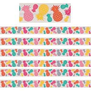 Teacher Created Resources Tropical Punch Pineapples Straight Border Trim 35 Feet Per Pack 6 Packs - 1 of 2
