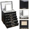6-Layer Jewelry Box with Glass Lid, Large Black Organizer & Display Case for Necklaces, Bracelets, Earrings, Rings - 2 of 4