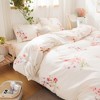 Botanical Floral Comforter Set – Pink & Lavender Flowers Printed Bedding, Soft Lightweight Pastoral Style Quilt with Pillowcases - 4 of 4