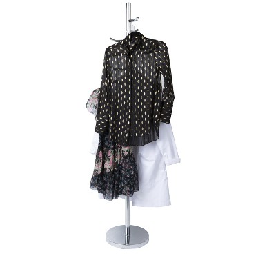 Silver Heavy-Duty Metal Freestanding Coat Rack with 6 Hooks