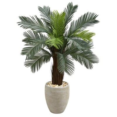 4.5ft Cycas Artificial Tree In Oval Planter - Nearly Natural