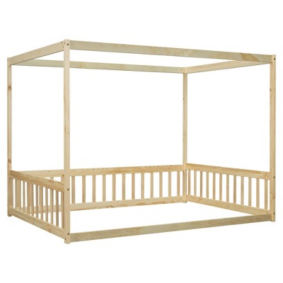 YOOCOZZ Full Size Wood Canopy Bed with Fence
