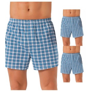 INSPIRE CHIC Men's 3 Pack Classic Elastic Waistband Plaid Pattern Boxer Shorts - 1 of 4