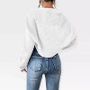 Womens Sweater Bolero Long Sleeve Cropped Shrugs Open Front Sweater Cardigan Lantern Sleeve Ribbed Knit Sweater Tops for Women,White - XL - 2 of 4