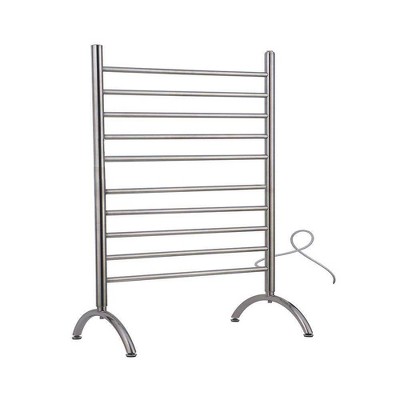 Amba Solo 33 Inch Freestanding Plug In Corded Heated Towel Warmer Rack, Brushed