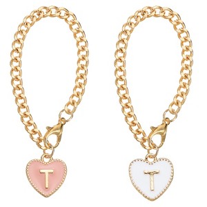 Unique Bargains Letter Heart Shape Identification Accessories Pink & White 2 Pcs - 1 of 4