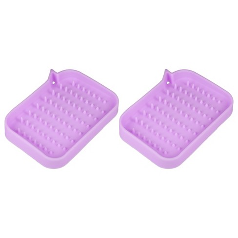 Unique Bargains Silicone Soap Dish Keep Soap Dry Soap Cleaning Storage for Home Bathroom Kitchen Purple 2 Pcs
