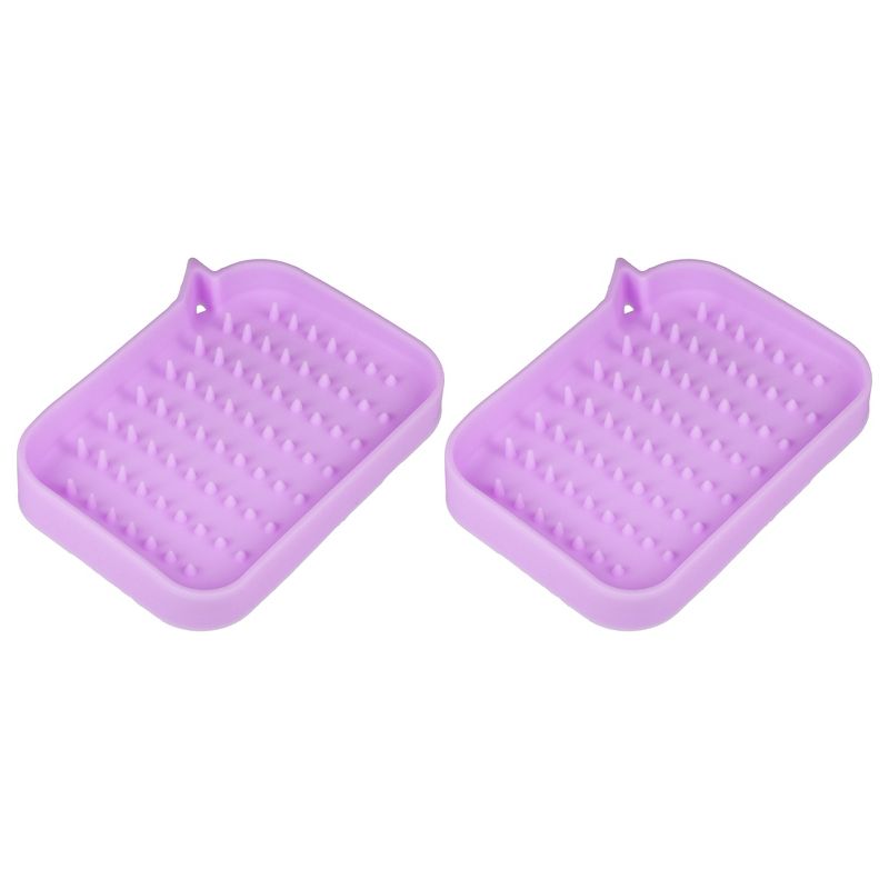 Unique Bargains Silicone Soap Dish Keep Soap Dry Soap Cleaning Storage for Home Bathroom Kitchen 2 Pcs, 1 of 7