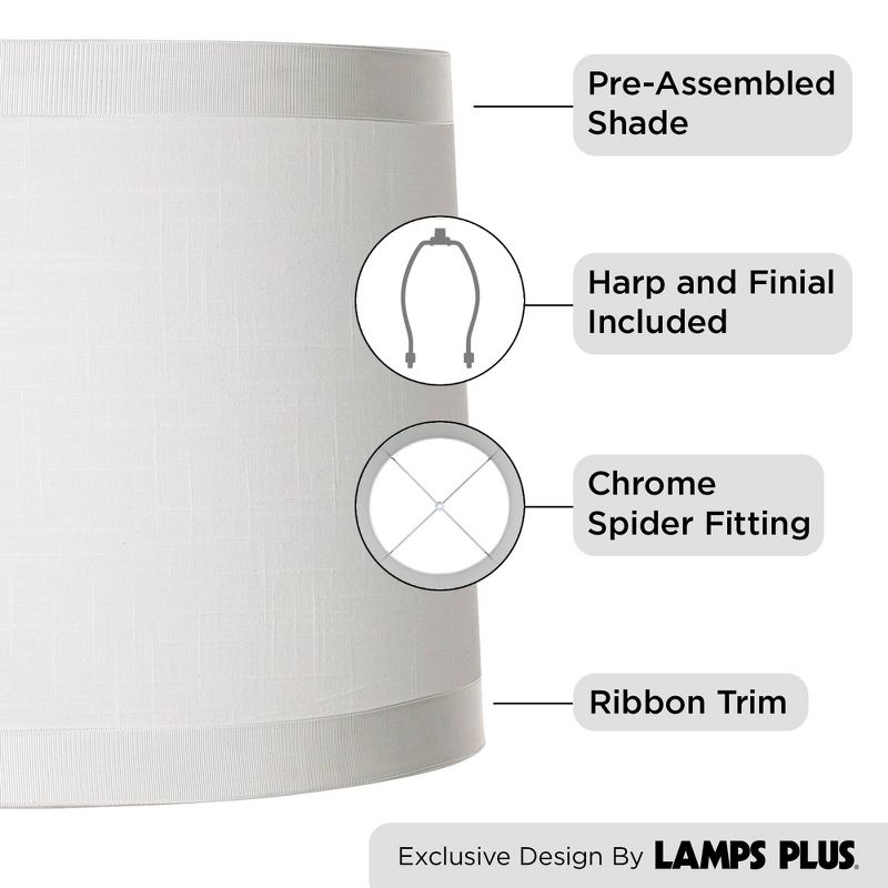 Springcrest Set of 2 White Fabric Medium Drum Lamp Shades 13" Top x 14" Bottom x 10" High (Spider) Replacement with Harp and Finial, 6 of 11