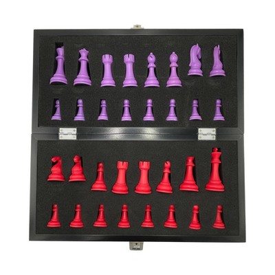 Black and White Solid Wood Travel-Friendly Chess Set
