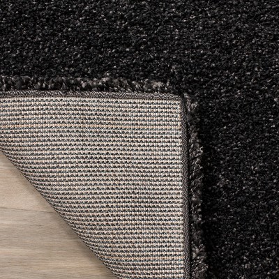 Dark Grey Hand-Knotted Wool Shag Area Rug, 2' x 4'