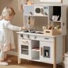 ROBOTIME Play Food and Toy Kitchens, Wooden Kitchen Playset with Cookware Accessories and Plenty of Play Features for Toddlers, Beige, 23.8"*11"*36.2" - 3 of 4