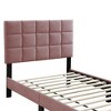 Royal Hampton Twin Bed, Tufted Pink Linen Upholstery, Biscuit Tufted Stitch - 4 of 4