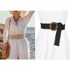 INSPIRE CHIC Women's Woven Stretch Straw Rattan Wooden Buckle Elastic Wide Waist Belt - 4 of 4