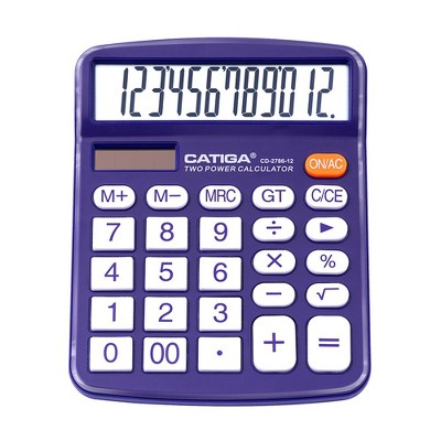 CATIGA 12-Digit Desktop Calculator, Large LCD, Sensitive Buttons, Dual Solar Power, Standard Function for Office, Home, School, CD-2786