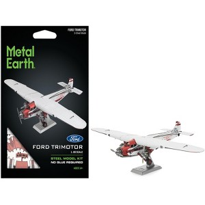 Model Kit Ford Trimotor Transport Aircraft White and Red (Moderate Difficulty) Steel Model by Metal Earth - 1 of 4