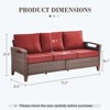 Belord Outdoor Sofa Patio Couch, All Weather Brown Wicker 3-Seater Outdoor Furniture Sofa with Dark Brown Hand-Brushed Arms & Comfort 4" Cushion - 4 of 4