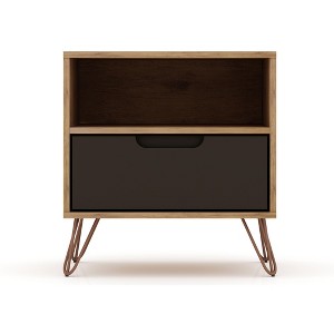 Sapphtopaz Modern Nightstand with Spacious Drawer Simple Night Stand with Splayed Metal Legs Bedside Table for Bedroom, Living Room - 1 of 4