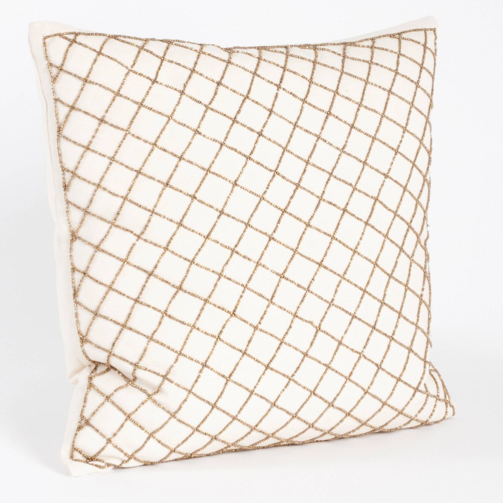 UPC 789323281593 product image for Down Filled Diamond Design Beaded Pillow Bronze - Saro Lifestyle | upcitemdb.com