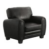 Faux Leather Upholstered Chair with Foam Padded Cushions, Retro Styling and Exposed Wood Feet for Living Room - 2 of 4