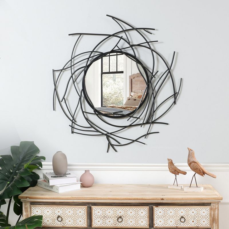 LuxenHome Modern Black Branch Wall Mirror, 3 of 9