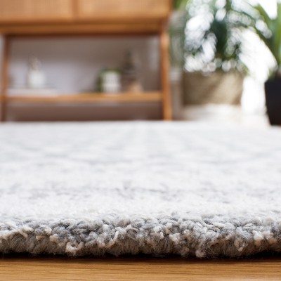 Ivory and Grey Hand-Tufted Wool and Viscose 5' x 8' Geometric Area Rug