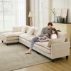 Sectional Sofa, Corduroy Cloud Couch with Movable Ottoman & Throw Pillows,  L/U-Shaped Sofa, for Living Rooms, Offices, Bedroom, Apartment - 4 of 4