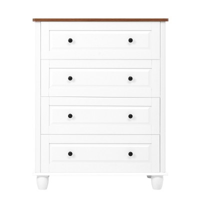 GlasFlength Decorative Storage Cabinets Modern Chest of Drawers Tall Sturdy Build Offers Spacious Storage for Living Room, White, 29.1"*15.7"*36.6"