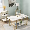 Hooseng 3 Pieces Coffee Table Set, Living Room Coffee Table with 2 End Side Tables Set and Metal Frame, Living Room Table Set - 2 of 4