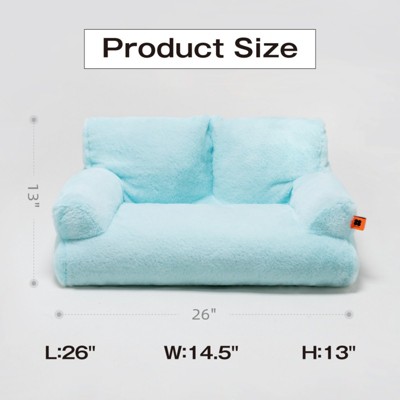 Bencmate Pet Couch Bed, Washable Cat Beds for Medium Small Dogs & Cats, Durable Dog Beds with Non Slip Bottom, Fluffy Cat Couch,Blue(26"*14.5"*13")