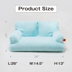 SEVOBAL Pet Couch Bed, Washable Cat Beds for Medium Small Dogs & Cats, Durable Dog Beds with Non Slip Bottom, Fluffy Cat Couch,Blue(26"*14.5"*13") - 1 of 4