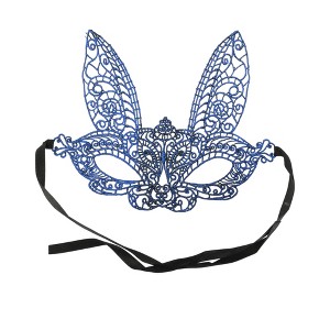 Unique Bargains Halloween Christmas Lace Long-Ear Bunny Half Face Party Mask 1 Pc - 1 of 4