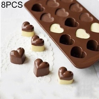 2 PCS Silicone Love Shape 15 Grid Cake Chocolate Ice Tray Mold