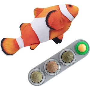 Potaroma Flopping Fish Cat Dog Toy and 4 Pack Catnip Balls - 1 of 3