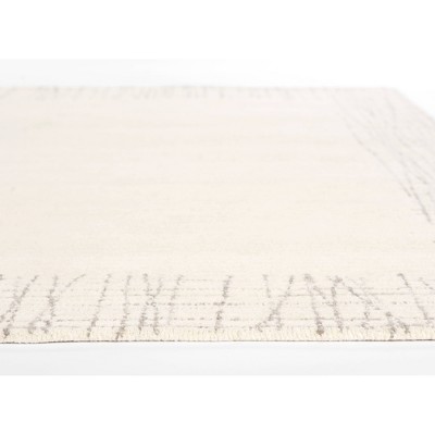 Ivory and Gray Hand-Tufted Wool Runner Rug with Cotton Backing