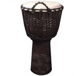 Sawtooth 12" Hand Carved Congo Design Rope Djembe - 1 of 3