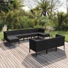 vidaXL Garden Lounge Set Black PE rattan, powder-coated steel, polyester - 2 of 4