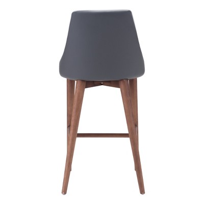 Walnut Wing Back Counter Stool in Dark Gray with Plush Seat