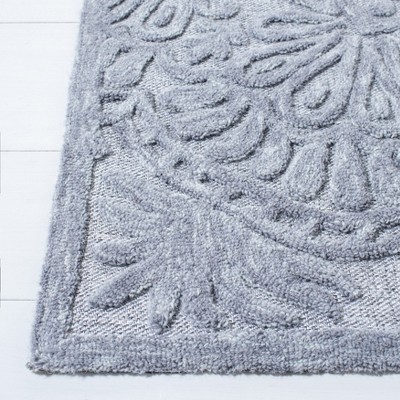 Hand-Tufted Light Grey Wool Square Area Rug, 6' x 6'