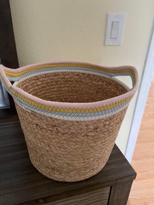 Natural Woven Round Storage Bin With Coiled Rope Handle - Cloud Island ...