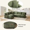Whisen Corduroy Sectional Sofa with a Movable Ottoman and Side Storage Pockets - 4 of 4
