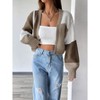 Womens Sweater Cardigan Long Sleeve Cropped Cardigan Color Block Open Front Sweater with Lantern Sleeve Trendy Sweaters - 3 of 4