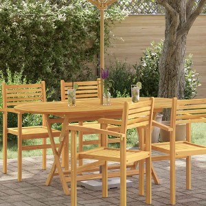 Garden Table Wood Brown Solid eucalyptus wood Medium Foldable - 1 of 4